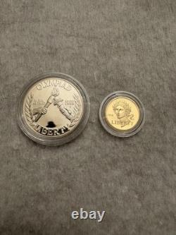 1988 Olympic 2-Coin Proof Set $5 Gold & Silver $1 Dollar! US Mint Box & COA