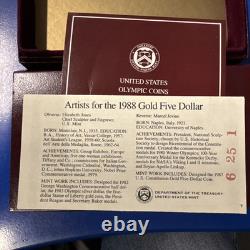 1988 Olympic 2-Coin Proof Set $5 Gold & Silver $1 Dollar, US Mint Box OGP & COA