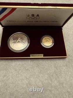 1988 Olympic 2-Coin Uncirculated Set $5 Gold & Silver $1 Dollar