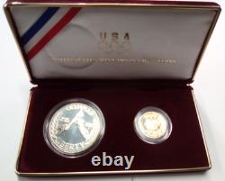 1988 Olympic 90% Gold & Silver 2 Coin Set withbox and COA. 2419 OZ Gold US Coin