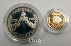 1988 Olympic 90% Gold & Silver 2 Coin Set withbox and COA. 2419 OZ Gold US Coin