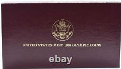 1988 Olympic Coin Proof Set $5 Gold Coin $1 Silver Dollar Box & COA