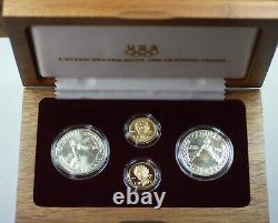 1988 Olympic Commemorative $5 $1 Proof & UNC Gold & Silver 4 Coin Set