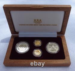 1988 Olympic Commemorative $5 Gold $1 Silver Proof Uncirculated 4 Coin Set Box