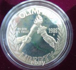 1988 Olympic Commemorative $5 Gold $1 Silver Proof Uncirculated 4 Coin Set Box