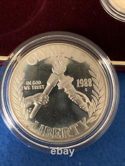 1988 Olympics 2 Coin Gold & Silver Commemorative Set -proof Ogp