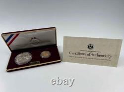 1988- Proof Olympic Commemorative 2 Coin Set $5 Gold & Silver $1 Dollar