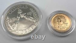 1988- Proof Olympic Commemorative 2 Coin Set $5 Gold & Silver $1 Dollar