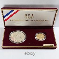1988-S US Mint Olympic Coins 2-Coin Set Silver Dollar & Gold $5 192168B