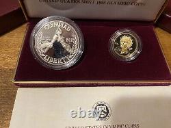 1988 S/W US Olympic Coin set $5 Gold and $1 Silver Proof withCOA