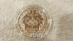1988 Silver Dollar & Gold Five Dollar US Olympic Two Coin Set, Unc. With COA