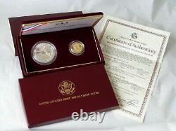 1988 US MINT OLYMPIC 2 COIN PROOF SET $5 Dollar Gold & Silver Dollar withCOA &Box