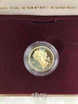 1988 US Mint $1 Silver $5 Gold Olympic Proof 2 Coin Commemorative Set with Box COA