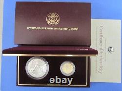 1988 US Mint Olympics Commemorative Coins UNC. $5 Gold & $1 Silver 2-Coin Set