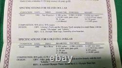 1988 U. S. Mint PROOF OLYMPIC 2 COIN SET $5 GOLD, $1 SILVER withOrig Box & COA