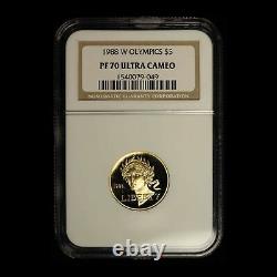 1988-W $5 Olympic Commemorative Gold Coin NGC PF70 UCAM Free Shipping USA