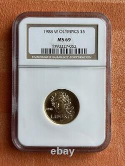 1988-W Gold $5 Commemorative Olympic Coin NGC MS-69 1/4 Ounce Gold