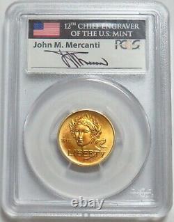 1988 W Gold USA $5 Olymics Commemorative Mercanti Signed Coin Pcgs Ms 70