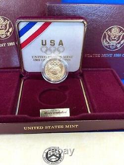 1988-W Olympic $5 Gold BU Coin withBox + COA