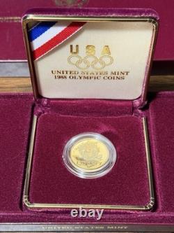 1988-W Olympic $5 Gold Coin Proof Commemorative Case & COA. 2420 oz AGW