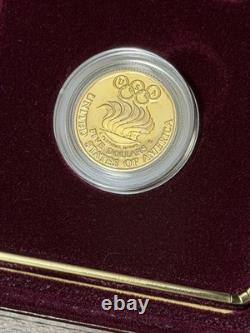 1988-W Olympic $5 Gold Coin Proof Commemorative Case & COA. 2420 oz AGW