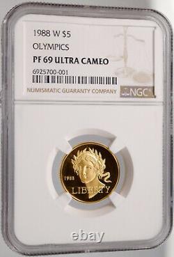 1988 W UNITED STATES US Olympics Korea Proof GOLD $5 Dollars Coin NGC i121434