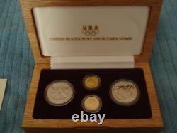 1988-s+w Us Mint Olympic Torch Silver Proof + Liberty Gold Five Dollar Coin Set
