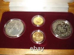 1988-s+w Us Mint Olympic Torch Silver Proof + Liberty Gold Five Dollar Coin Set