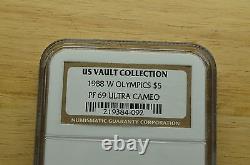 1988-w Olympics Modern Gold Olympics Commemorative $5 Gold Coin Ngc Pf69