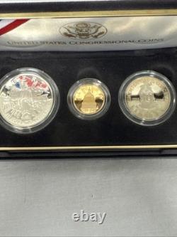 1989 3-Coin US Congressional Proof Set Gold $5, Silver $1, half