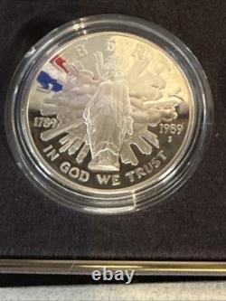 1989 Commemorative US Congressional 3 Coin Proof Set $5 Gold $1 Silver 50 Cent