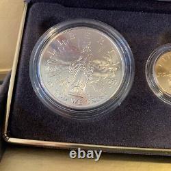 1989 US Congressional 3 Coin Proof Set. 24 oz Gold. 76 oz Silver Box & COA