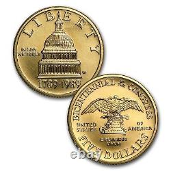 1989 US Congressional Coins Gold & Silver 6-Coin Set Proof & BU Original Box