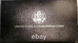 1989 U. S. Congressional 3-Coin Proof Set Gold $5, Silver $1/50c BOX COA 1 OWNER