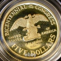 1989 U. S. Congressional 3-Coin Proof Set Gold $5, Silver $1/50c BOX COA 1 OWNER