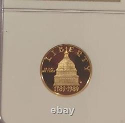 1989-W $5 Gold, Congress Bicentennial PF70, UCAM, Comm. NGC-Free Ship, COA, OGP