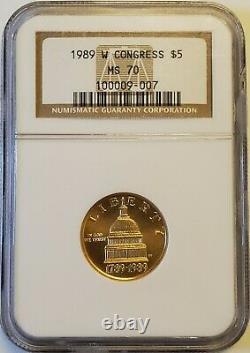 1989-W Congress $5 Uncirculated Modern Commemorative Gold Coin NGC MS70