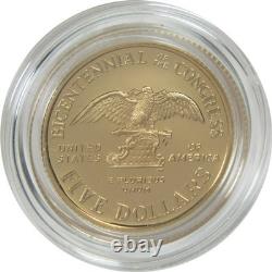1989 W Congress Bicentennial Commemorative Gold Proof $5 Coin