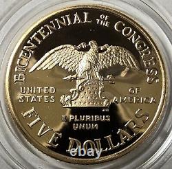 1989 W Liberty Bicentennial Of The Congress Proof Commemorative $5 Gold Coin