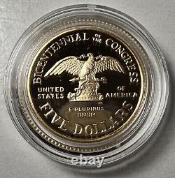 1989 W Liberty Bicentennial Of The Congress Proof Commemorative $5 Gold Coin