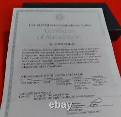 1989 W US MINT Congressional 90% Gold Five Dollar Proof Coin OGP COA