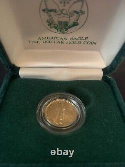 1989 uncirculated American Eagle Five Dollar Coin with Velvet Case & Authenticity