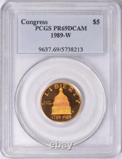 1989-w Congress $5 Gold Commemorative Pcgs Pr69dcam