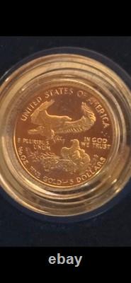 1990 $5 Gold American Eagle Proof 1/10 oz Coin with Box and COA