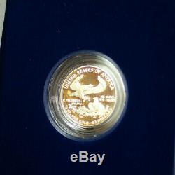 1990-P Proof 1/4 Ounce Gold Eagle $10 Coin in OGP with COA