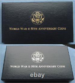 1991-1995 W World War II 50th Anniversary Coins Proof Set with $5 Gold & $1 Silver