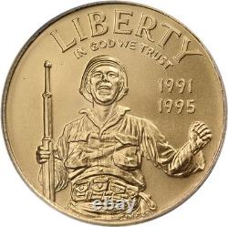 1991-1995-W World War II Commemorative Gold $5 PCGS MS70 Strong Strike