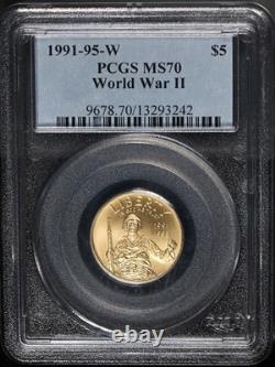 1991-1995-W World War II Commemorative Gold $5 PCGS MS70 Strong Strike