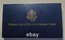 1991-1995 World War II 50th Anniversary 3-Coin Proof Set with Box & Papers-Gold