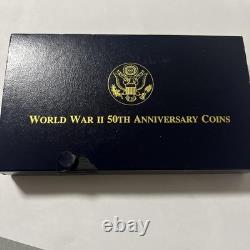 1991-1995 World War II 50th Anniversary Gold & Silver 3 Coin Proof Set